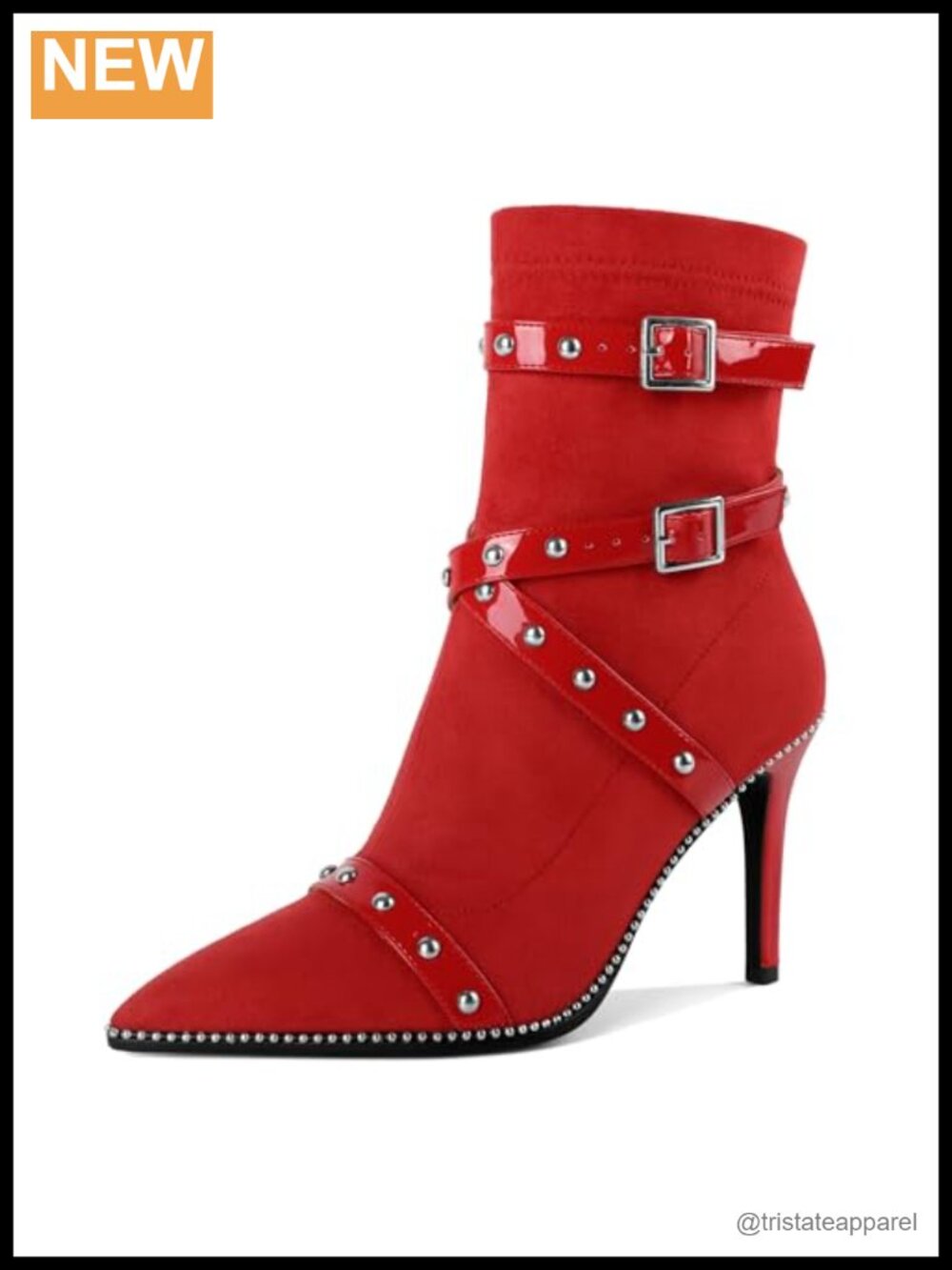 Women's Stiletto Ankle Booties Beaded Studded Pointed Toe Side Zip 3.7" Heel